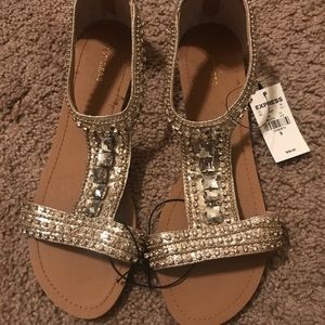 Express Gold jeweled sandals!!!